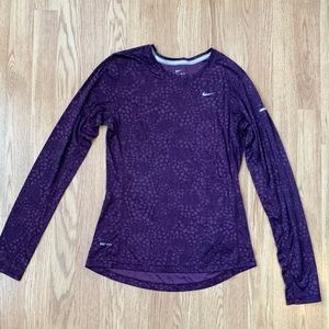 NIKE Purple Long Sleeve Dri Fit Shirt